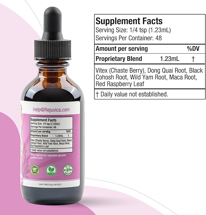 Rejuvica Health Balanced Femme - Advanced Female Balance Support Supplement - Liquid Delivery for Better Absorption - Vitex, Dong Quai, Black Cohosh, Maca Wild Yam & More!
