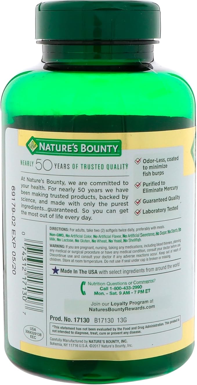 Nature's Bounty Fish Oil, Supports Heart 2400mg, Coated 90 Ct.