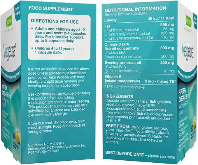 Vegepa Omega 3 Wild Fish Oil 560 mg 60 Small