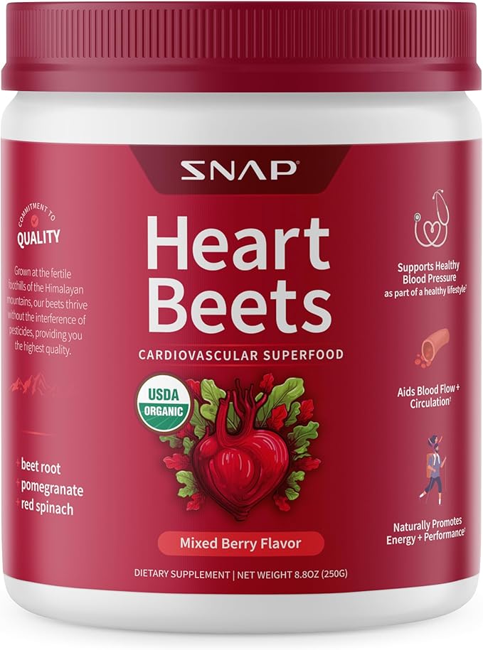 Snap Supplements Heart Beets, USDA Organic 3-in-1 Cardiovascular 250g