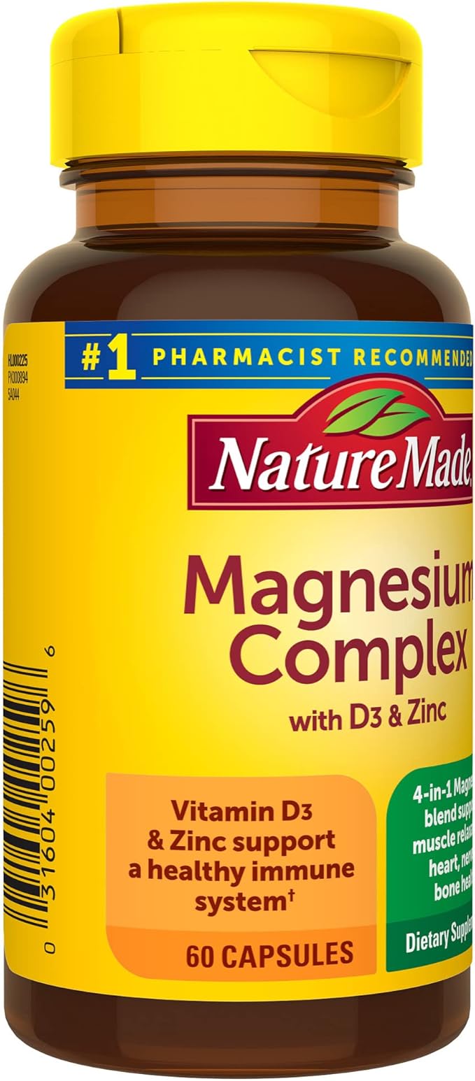 Nature Made Magnesium Complex with Vitamin D3 & 60 Capsules, 30 Day