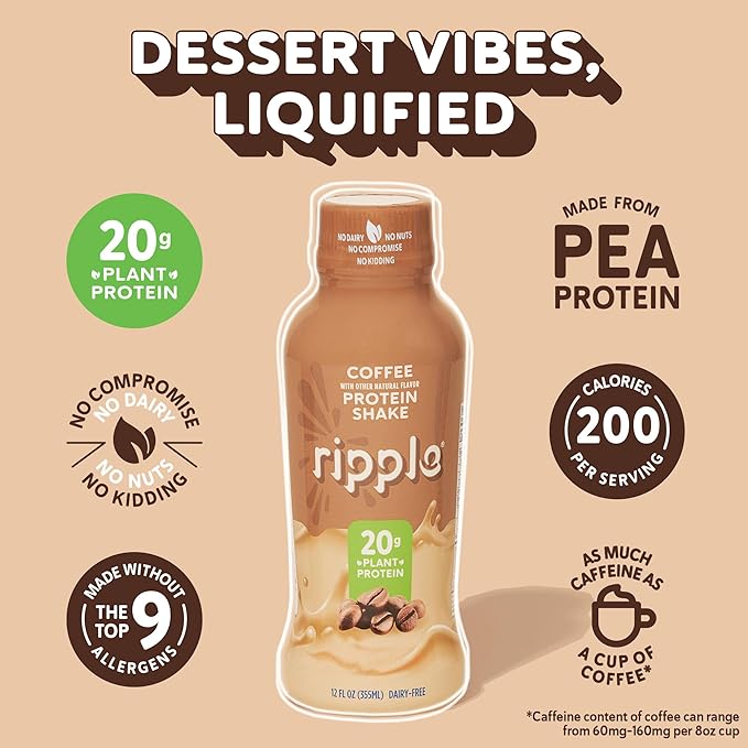Ripple 12 oz Protein Shakes (12 12), Coffee)