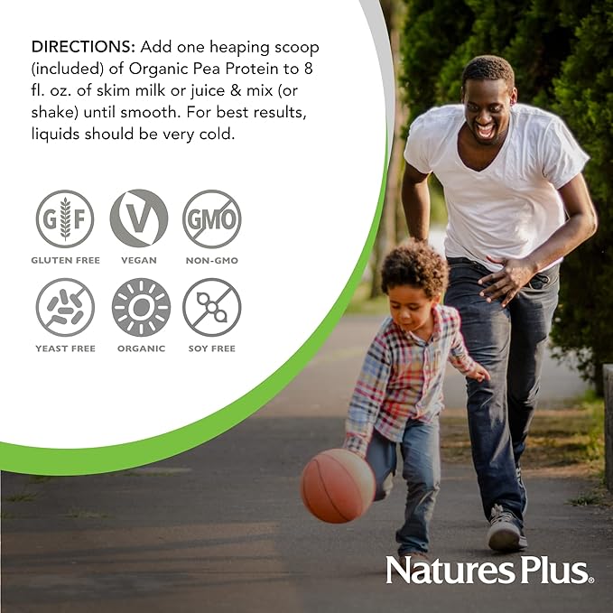 Natures Plus Organic Pea Protein 1.1 lbs, 25 Servings