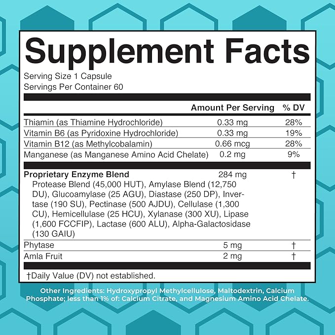 MaryRuth Organics Digestive Enzymes Capsules | Up to 2 Month Supply | Enzyme Supplement for Gut Health Support | Digestion & Immune Support with Amylase | Lipase & Lactase | Vegan | 60 Count