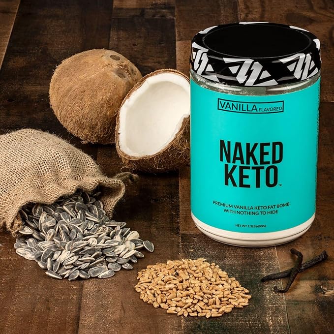 Naked Vanilla Keto - Premium Vanilla Keto Fat Bomb Powder - Nothing Artificial - Gluten-Free Keto Bomb Vanilla Mct Oil Powder with No Gmos - 1.3 Lb
