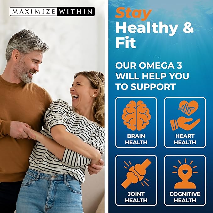Max Omega 3 Fish Oil Pills (2000 mg 3 Fatty 600mg DHA 800 mg