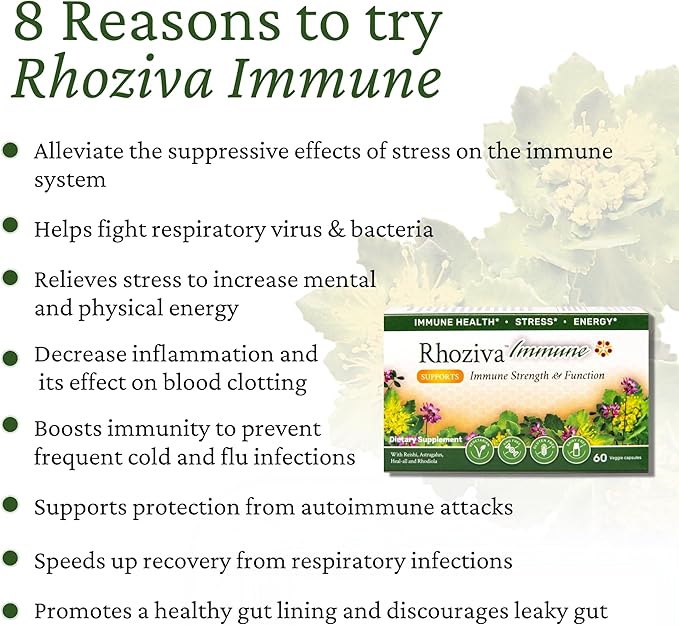 Immune Support, Energy Booster with Vitamin C, D3 and Zinc Supplement, Rhodiola Rosea, Reishi Mushroom Extract, Astragalus, Overall Wellness and Daily Habit - 60 Capsules