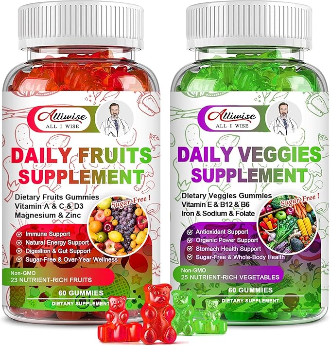 Sugar-Free Fruits and Veggies Gummies Supplement,
