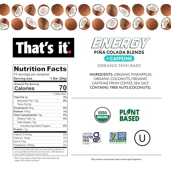 That's it. Fruit Blends Energy Bar - 18 Count Variety Pack (6 each of Tropical Passion, Mango Lime, Pina Colada)