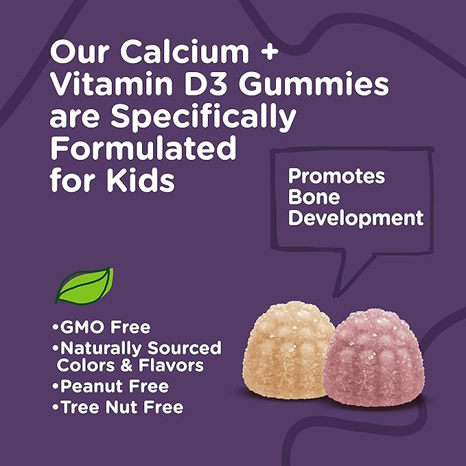Kids Calcium Gummies with Vitamin D3 500mg plus D3 1000iu 1000iu -