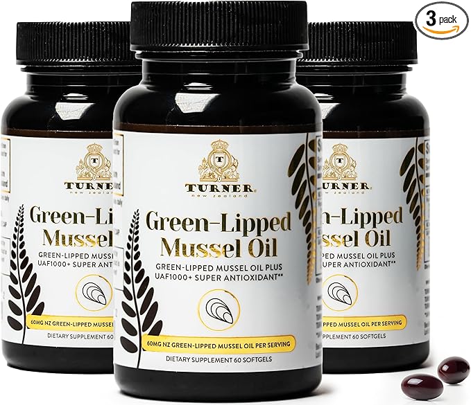 TURNER New Zealand Green Lipped Omega-3 53x Higher UAF1000+ Super 3 Bottles, 180 Softgels