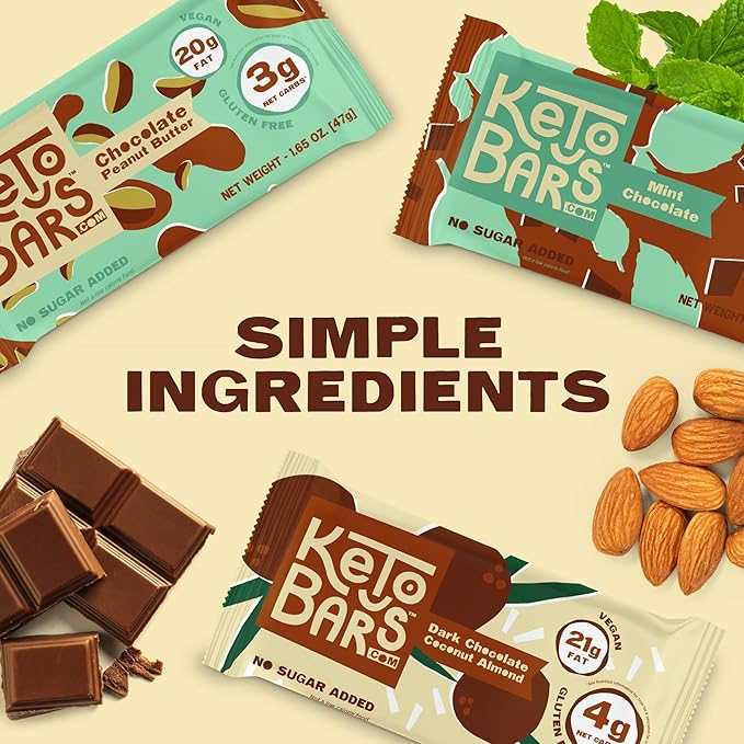 Keto Bars The Original Keto Snack Bar, Gourmet Simple Ingredients Low Carb, No Sugar, Rich in Ketogenic Fats, The Perfect KetoBars Snacks for Keto Diet Food Products (12 Pack, 1.65 oz)