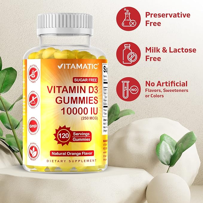 Vitamatic Sugar Free Vitamin D3 10000 IU 120 Pectin 120 Servings