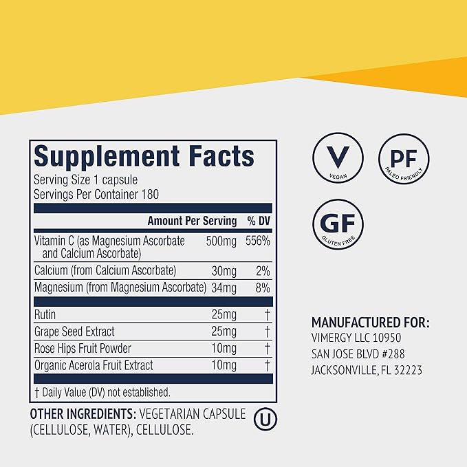 Vimergy Micro-C® Capsules, 180 Servings – 500mg All-Natural