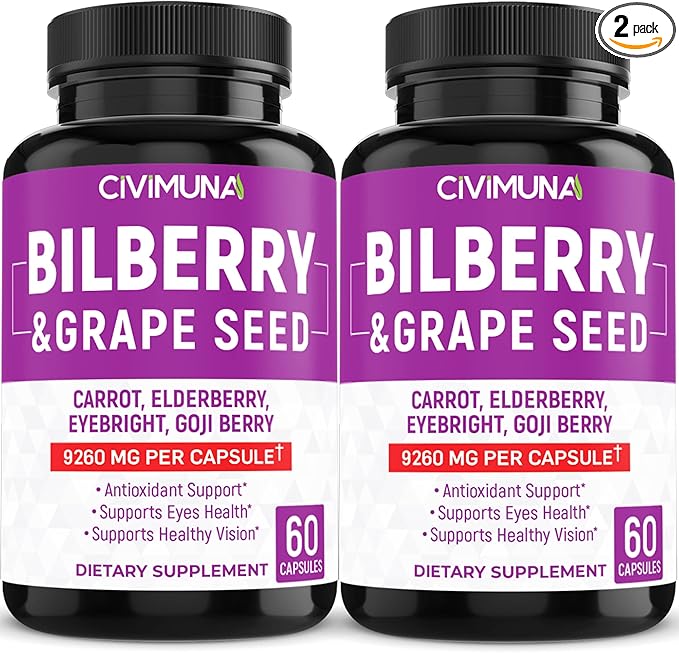 (2 Packs) Bilberry Capsules 9260mg 4 Months