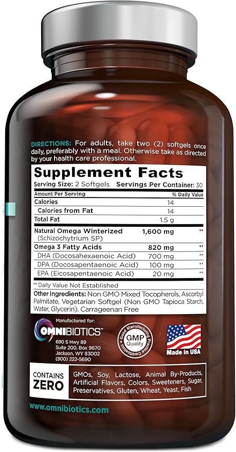 Vegan Omega DHA+EPA 8X More Omega-3, Omega-6, Omega-6, DHA,