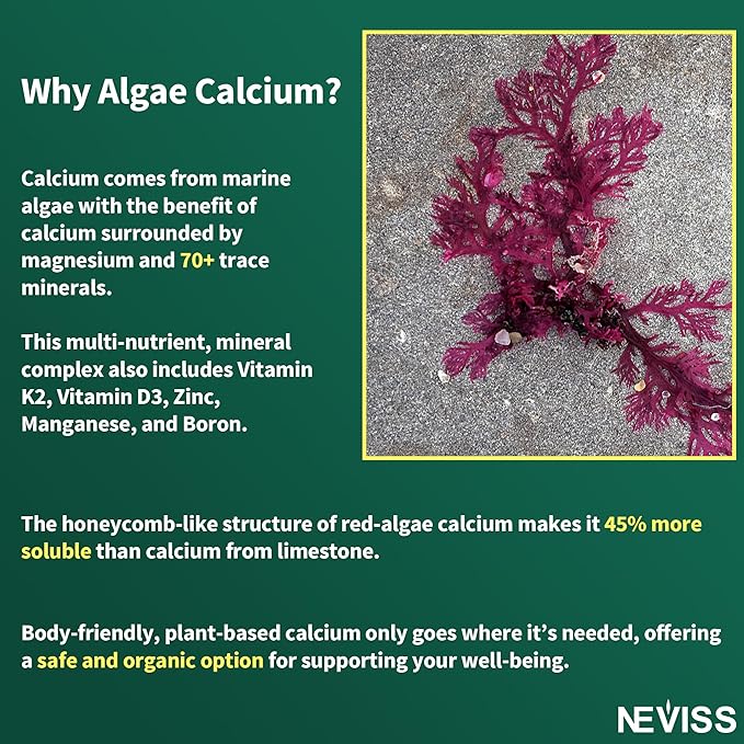 (2 Pack) Algae Calcium Gummies 600mg D3, C,