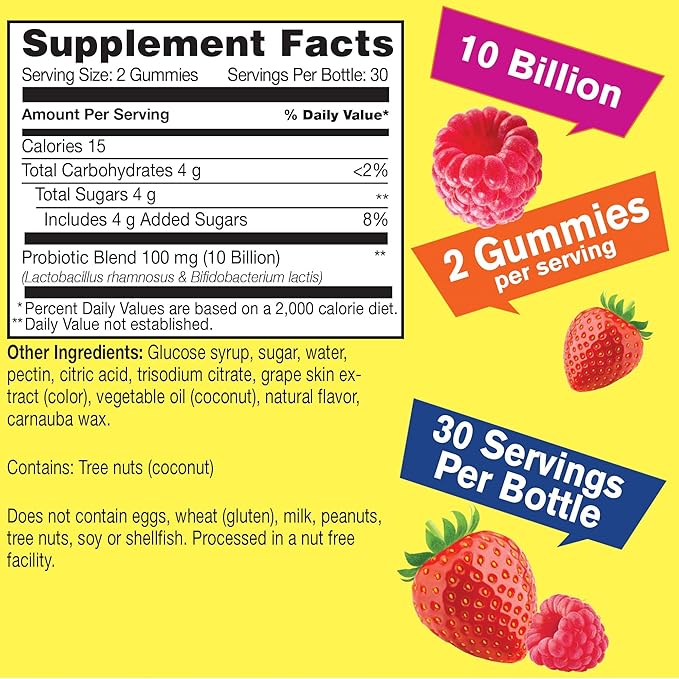 Probiotic Gummies for Men with 10 Billion CFUs, Restore Natural Digestive Balance, Reduce Gas, Bloating, and Irregularity, Gluten Free, Non-GMO, Vegetarian - 60 Gummies