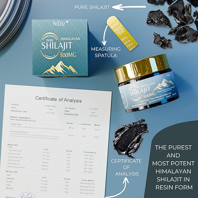 800MG Pure Shilajit Himalayan Resin, 2x50g 120 Day 5 in 1 Ayurvedic 85+ Minerals