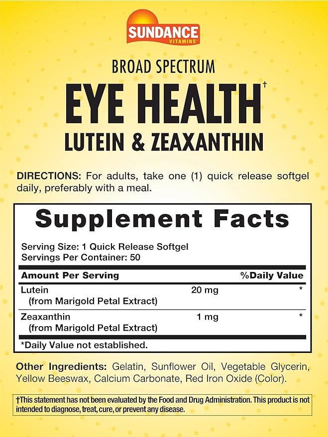 Sundance Lutein and Zeaxanthin Supplement 50 Softgels