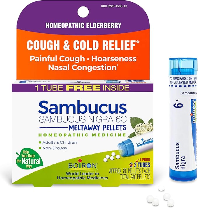 Boiron Sambucus Nigra Homeopathic Cough & 3 Tubes, 240 Count 60 Count