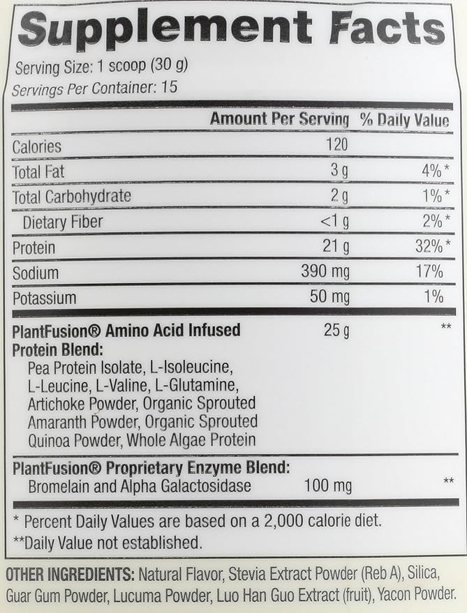 PlantFusion Complete Vegan Protein Powder - Plant Based Protein Powder With BCAAs, Digestive Enzymes and Pea Protein - Keto, Gluten Free, Soy Free, Non-Dairy, No Sugar, Non-GMO - Vanilla Bean 1 lb