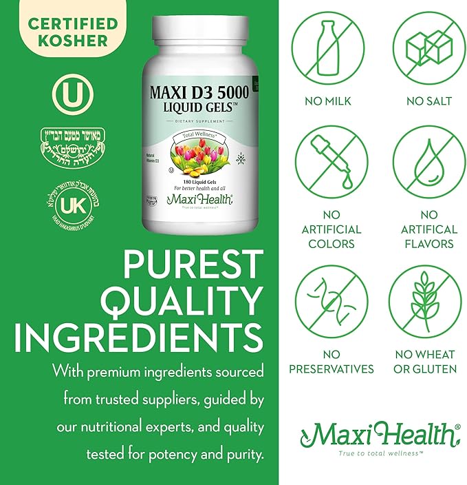 Vitamin D3 5000 IU Softgels 125 mcg D3 Vitamin 5000 IU 5000 IU 3 VIT (180 Count)