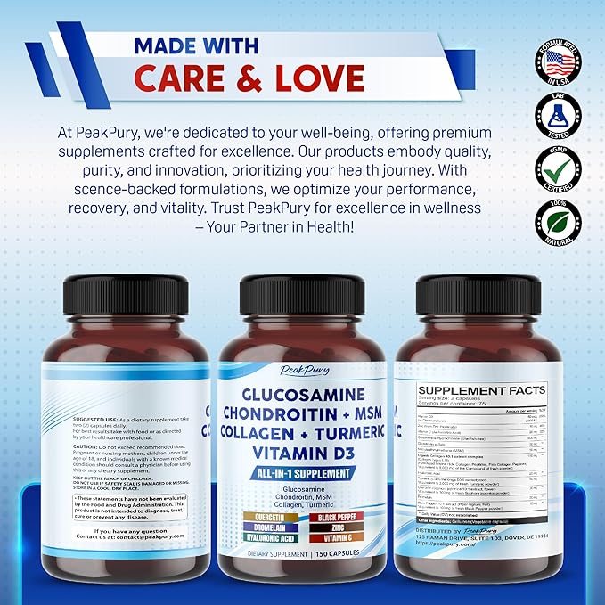 Glucosamine 600mg Chondroitin 100mg MSM 50mg 6000mg Turmeric 3000mg -