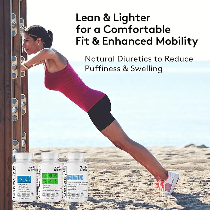 Youth & Tonic Lean Sculpt Defined Cleanse – Water Weight Away, Cortithermo Shape & Bedtime Trim for Detox Metabolism Bloating Energy & Dietary Discipline for Mindful Eating – 90 Pills for Women & Men