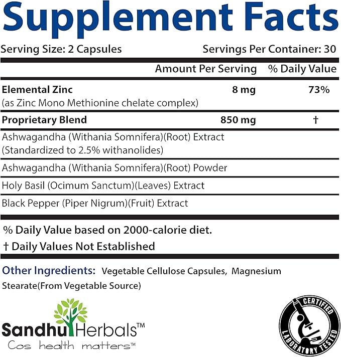 Ashwagandha Supplement|60 Organic 4 in 1 1 Month Supply|8000mg with