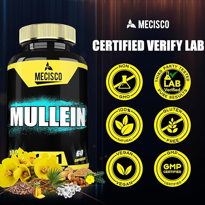 Mullein Leaf Supplement with Panax Ginseng 60 Capsules 11in1 Support
