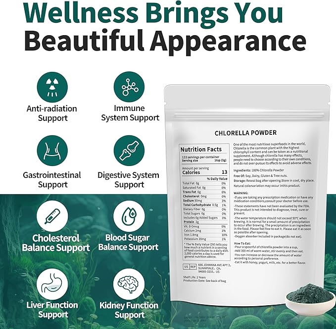 Chlorella Powder Natural with 12 oz
