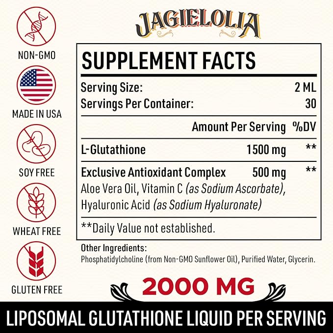 2000MG Liposomal Glutathione Liquid, Made in 4 Floz