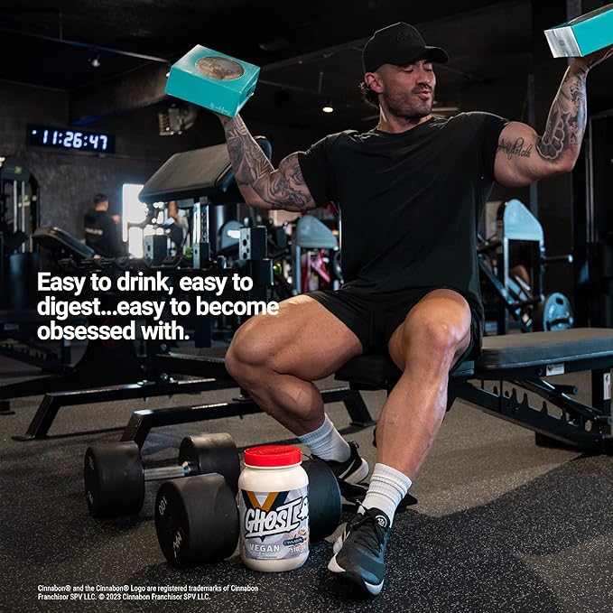 GHOST VEGAN Protein Powder, Cinnabon 2lb, 20g 20g of