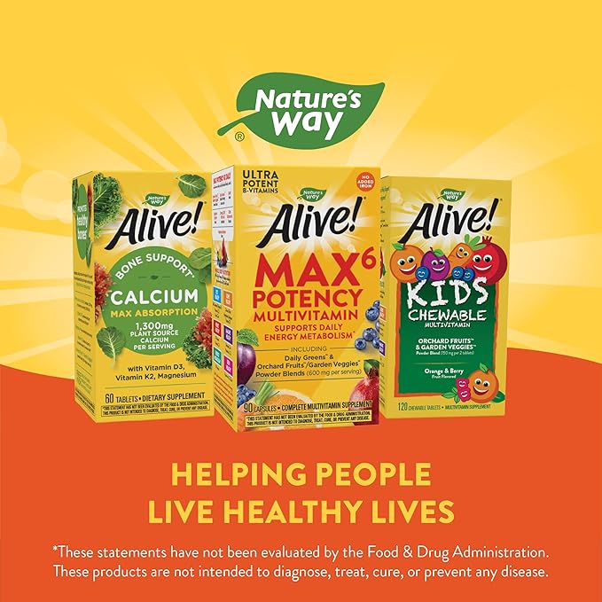 Nature's Way Alive! Max6 Potency Multivitamin, B12 & 90 Capsules