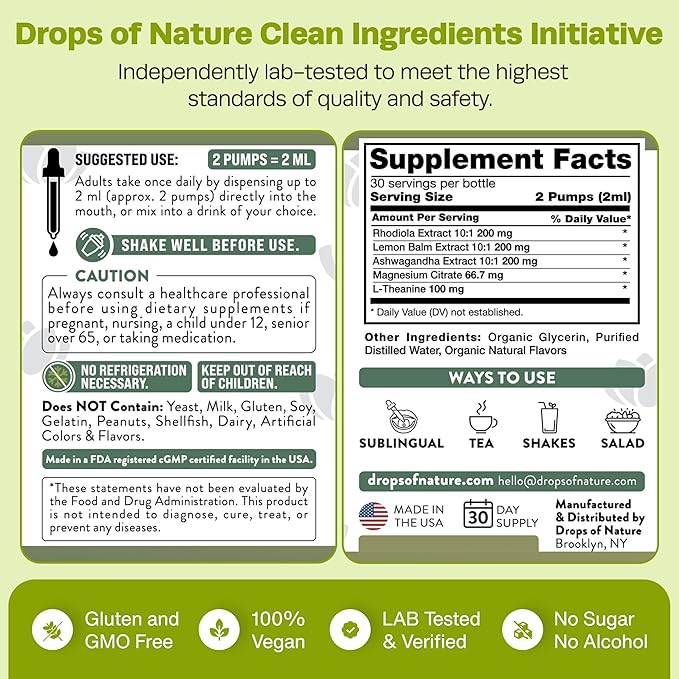 Ashwagandha Liquid Drops Infused with Magnesium, 60mL)