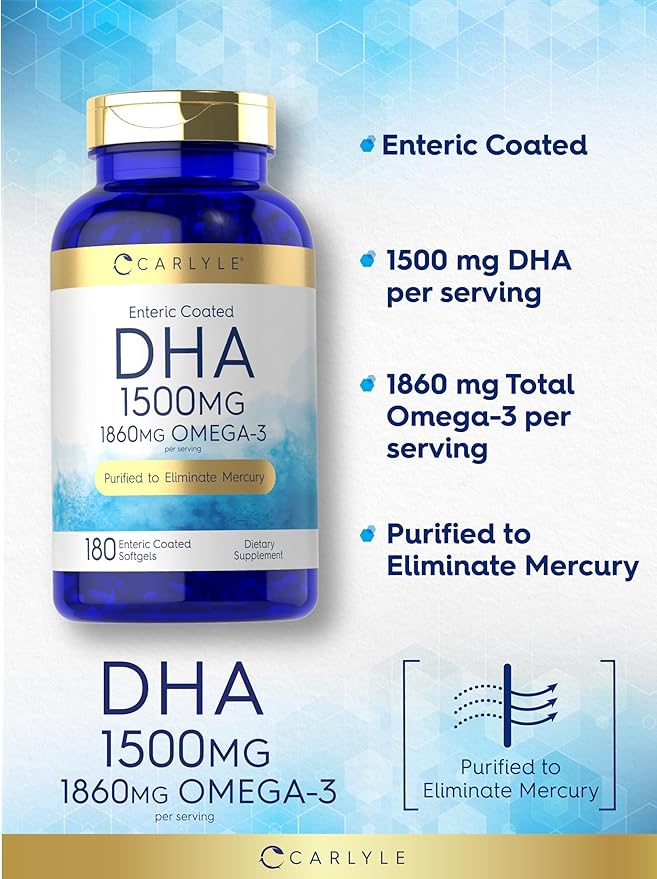 Carlyle DHA Supplement 1500mg 180 Softgels Omega-3 Supplement