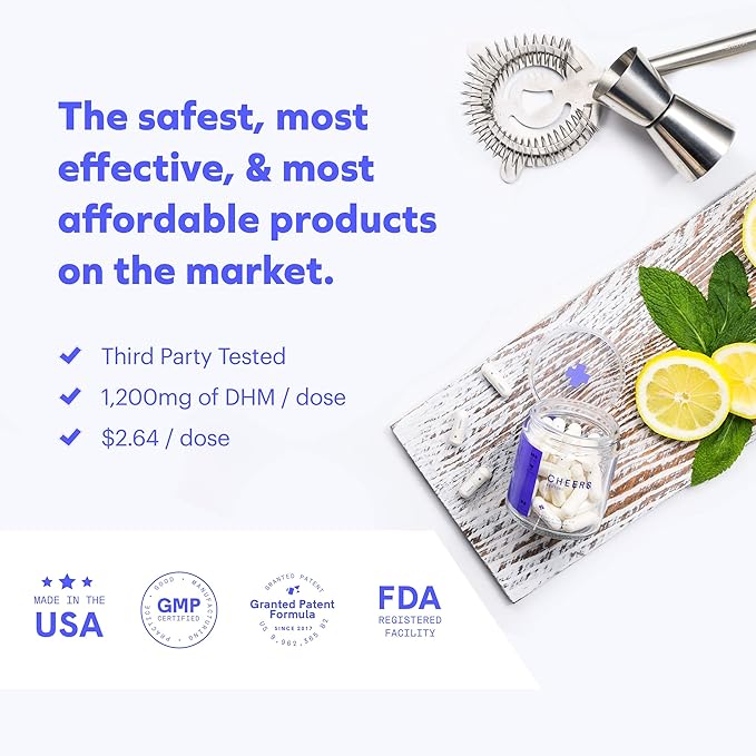 Cheers Restore | Supplement with DHM + L-Cysteine | Feel Better After Drinking & Support Your Liver | 36 Doses | Dihydromyricetin, Cysteine, Milk Thistle, Prickly Pear, B-Vitamins, Ginger