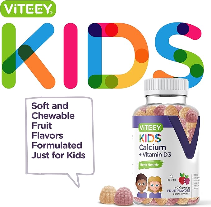 Kids Calcium Gummies with Vitamin D3 500mg plus D3 1000iu 1000iu -