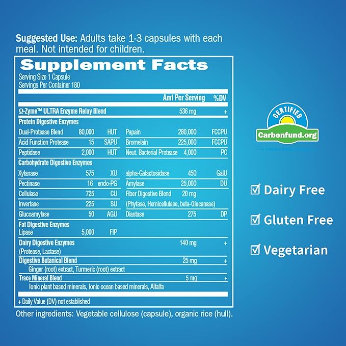 Garden of Life Vegetarian Digestive Supplement 180 Capsules