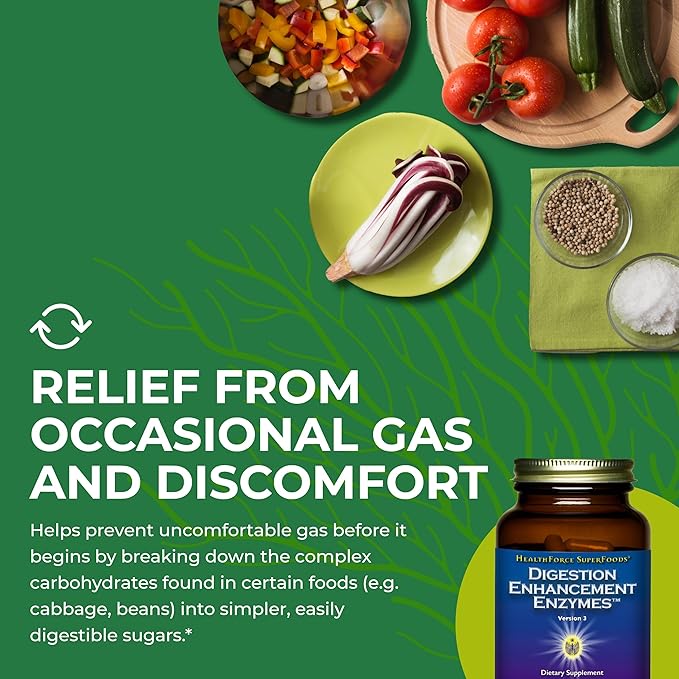 HEALTHFORCE SUPERFOODS Digestion Enhancement Enzymes 360 Vegan