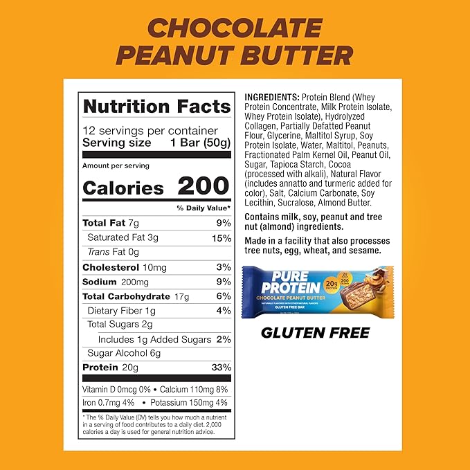Pure Protein Bars, High Protein, Nutritious 12 Count 12 Count