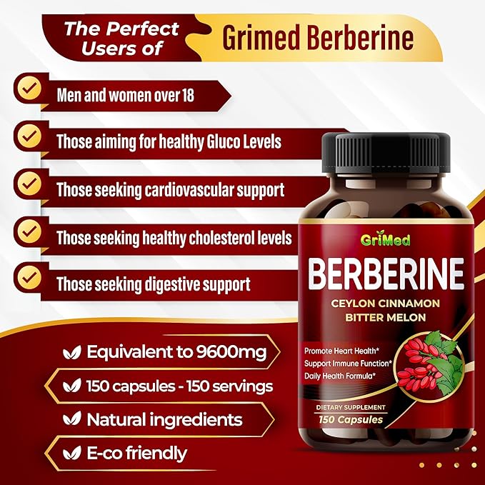 Berberine Supplement 9,500mg with Ceylon Cinnamon