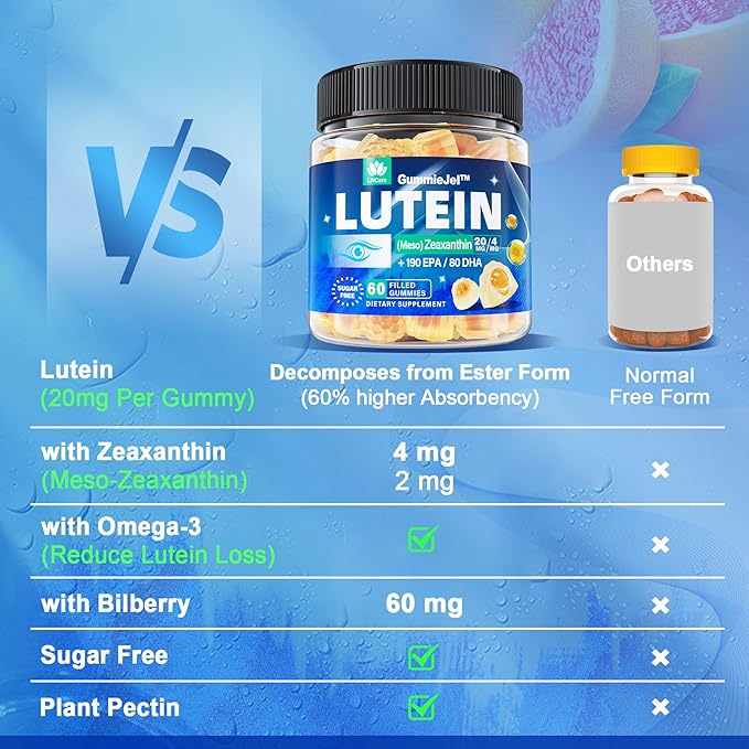 Sugar Free Lutein 20mg & Zeaxanthin 190mg & 80mg, Eye D3, C