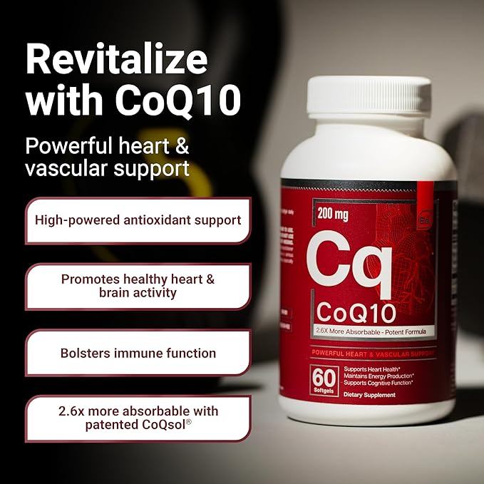 Essential Elements CoQ10 200mg Softgels Q10 Supplement 2.6 Times 60 Count, 2 Month