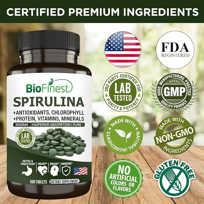Spirulina 3000mg Supplement (500 Tablets)