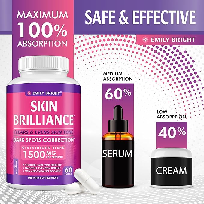 Glutathione Capsules - 1,500mcg Glutathione Supplement 60 Capsules