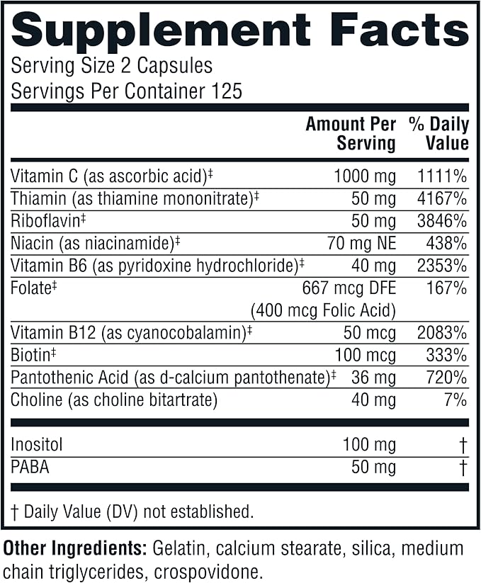 Twinlab Stress B-Complex Caps B12 and B6-250 Capsules