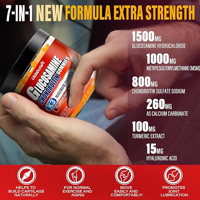 Sugar Free Glucosamine Chondroitin Gummgies, Extra 1500mg with (90 Count)