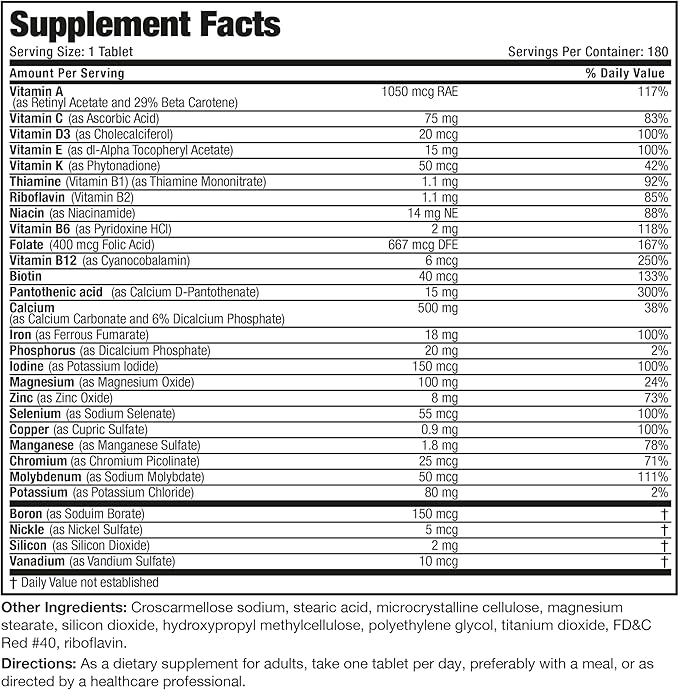 Bronson ONE Daily Women’s Complete Multivitamin 180 Tablets